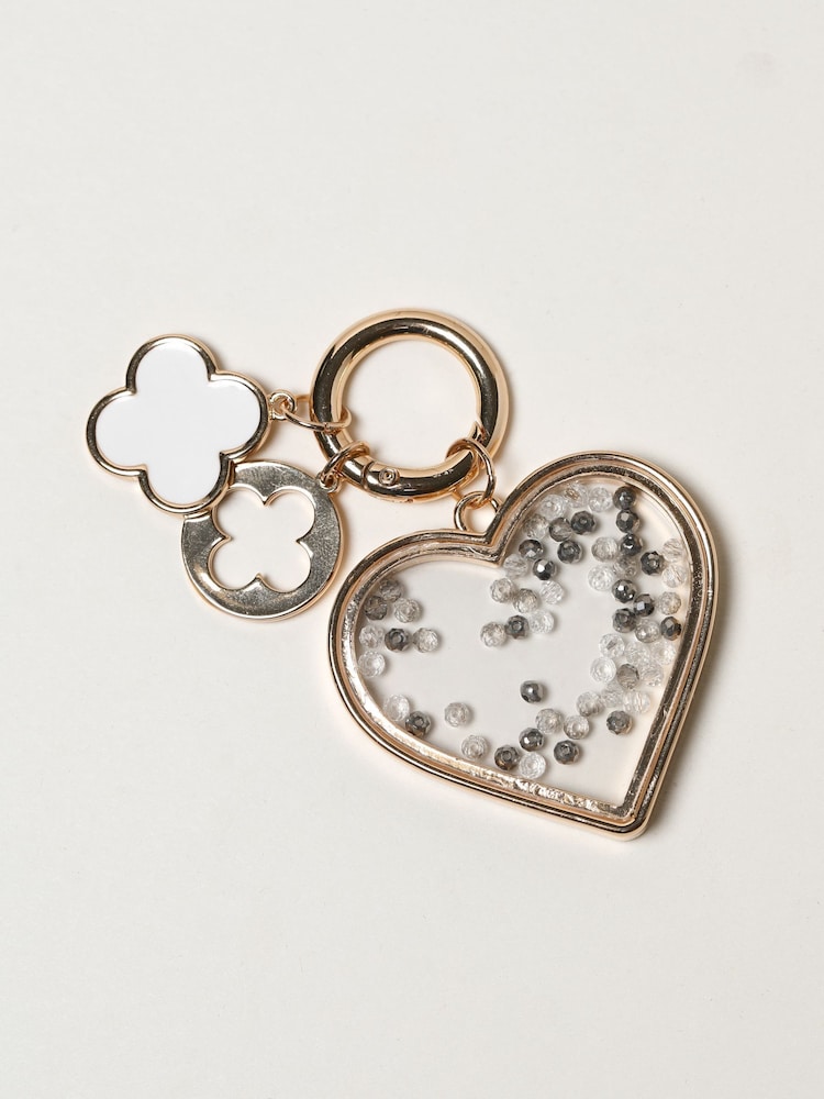 Mood Gold Plated Heart and Clover Bag Charm - Image 1 of 3 Mood Gold Plated Heart and Clover Bag Charm - Image 1 of 3