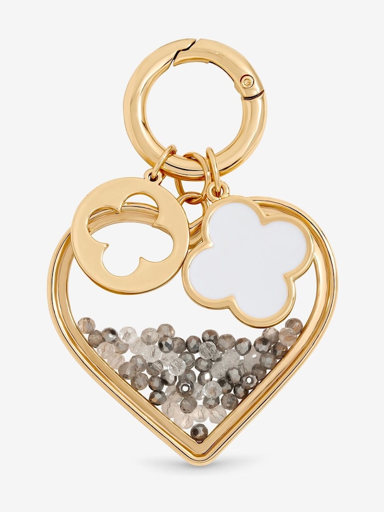 Mood Gold Plated Heart and Clover Bag Charm - Image 2 of 3 Mood Gold Plated Heart and Clover Bag Charm - Image 2 of 3