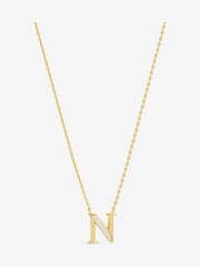 Inicio 14K Real Plated and Mother of Pearl Initial Pendant - N - Geschenkbeutel - Bild 1 von 2
