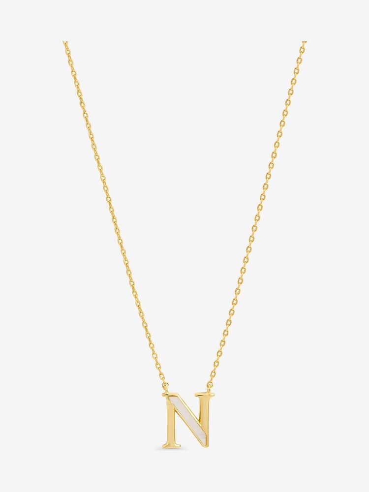 Inicio 14K Real Plated and Mother of Pearl Initial Pendant - N - Geschenkbeutel - Bild 1 von 2