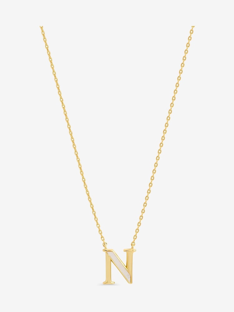 Inicio Gold 14K Real Plated and Mother of Pearl Initial Pendant - N - Gift Pouch - Image 1 of 2 Inicio Gold 14K Real Plated and Mother of Pearl Initial Pendant - N - Gift Pouch - Image 1 of 2