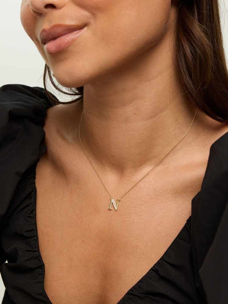 Inicio 14K Real Plated and Mother of Pearl Initial Pendant - N - Geschenkbeutel - Bild 2 von 2