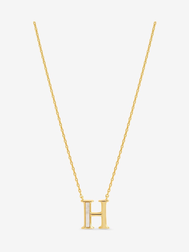 Inicio 14K Real Gold Plated Mother of Pearl Initial Pendant - H - Gift Pouch - Image 1 of 3 Inicio 14K Real Gold Plated Mother of Pearl Initial Pendant - H - Gift Pouch - Image 1 of 3