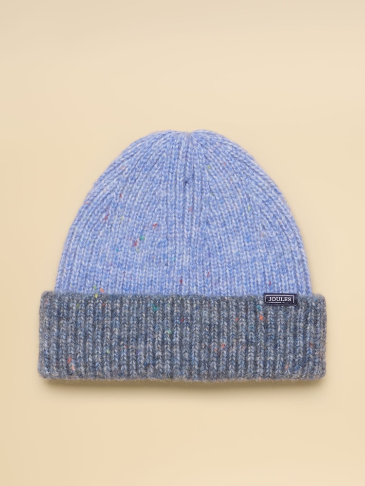 Joules Colourblock Blue Beanie Hat - Image 1 of 3 Joules Colourblock Blue Beanie Hat - Image 1 of 3