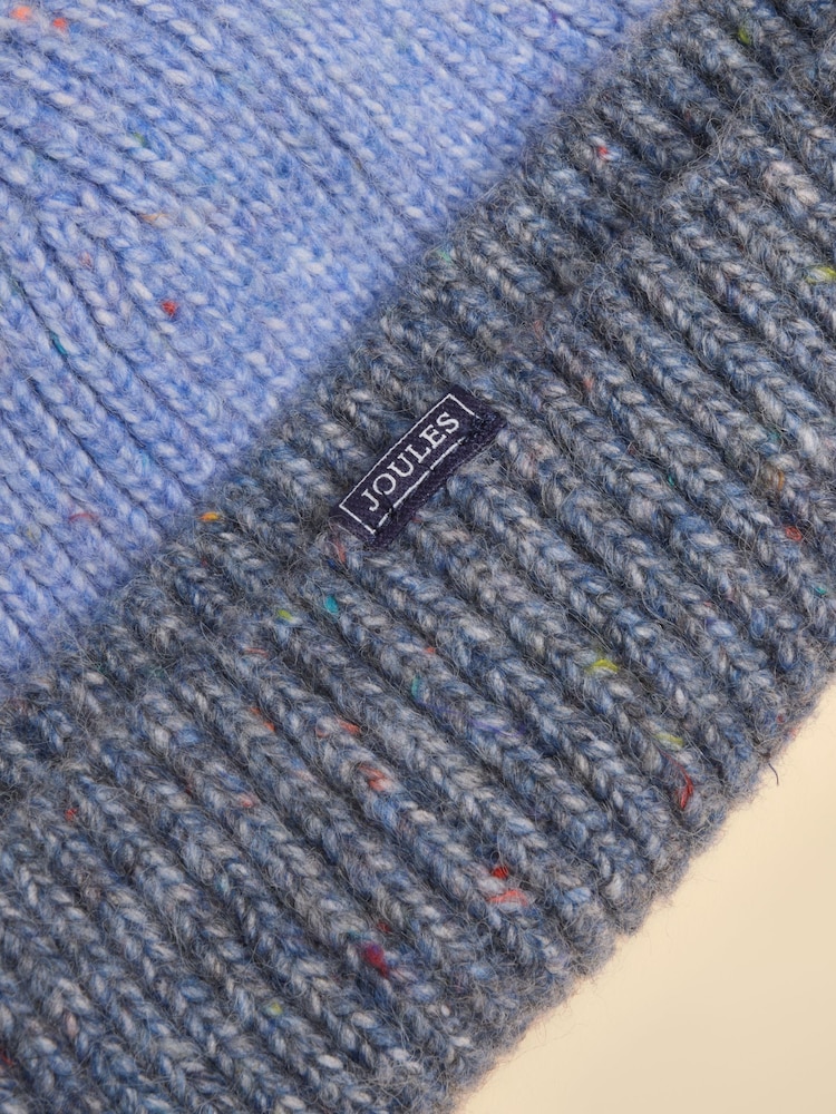 Joules Colourblock Blue Beanie Hat - Image 3 of 3 Joules Colourblock Blue Beanie Hat - Image 3 of 3