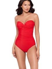 Miraclesuit Underwired Foam Cup Bandeau Tummy Control Red Swimsuit - Image 1 of 6