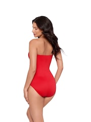 Miraclesuit Underwired Foam Cup Bandeau Tummy Control Red Swimsuit - Image 4 of 6