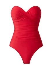 Miraclesuit Underwired Foam Cup Bandeau Tummy Control Red Swimsuit - Image 6 of 6