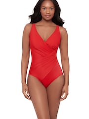 Miraclesuit Soft Cup Wrap Fronted Tummy Control Red Swimsuit - Image 4 of 6