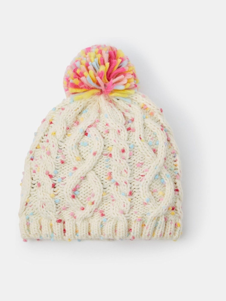 Angels By Accessorize Natural Girls Cable Knit Bobble Hat - Image 1 of 1