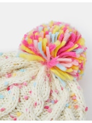 Angels By Accessorize Natural Girls Cable Knit Bobble Hat - Image 2 of 2