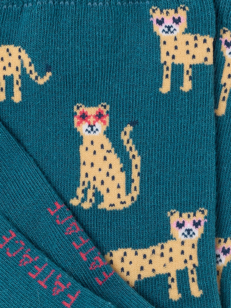 FatFace Teal Blue Leopard Socks - Image 2 of 2