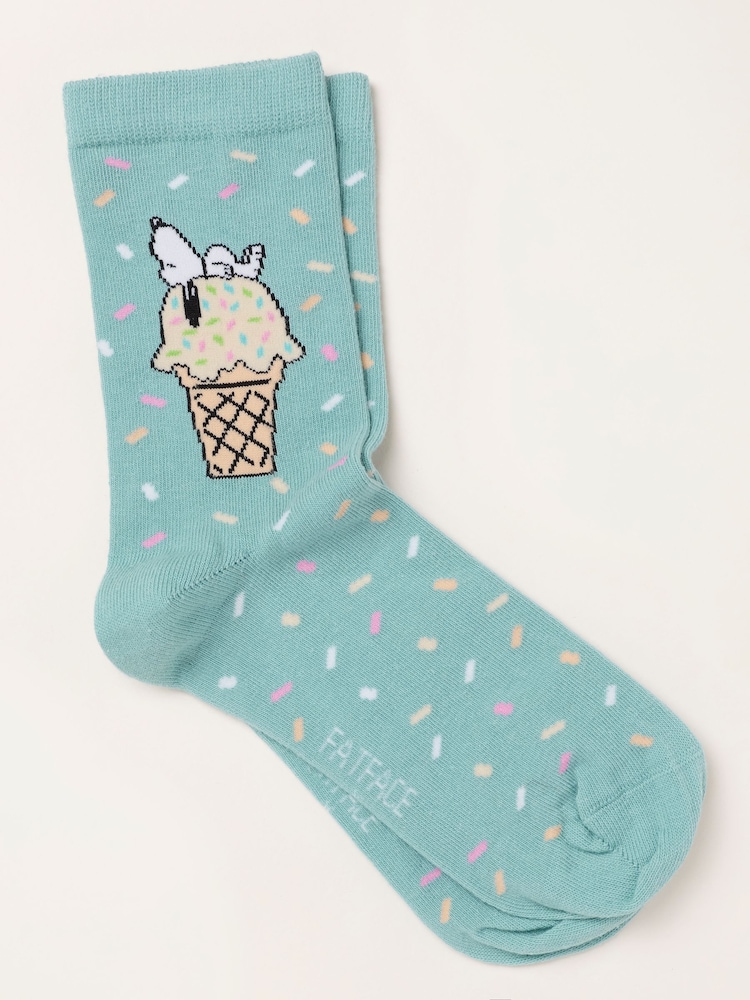 FatFace Green Haze Snoopy Ice Cream Socks - Image 1 of 2