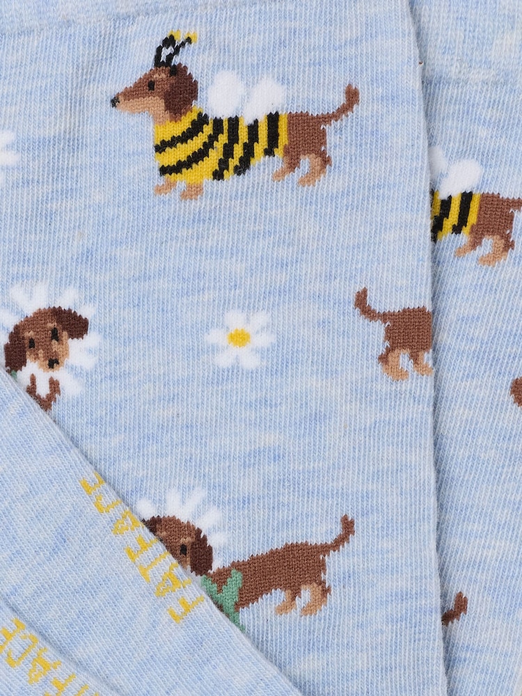 FatFace Light Blue Bee Dog Socks - Image 2 of 2 FatFace Light Blue Bee Dog Socks - Image 2 of 2