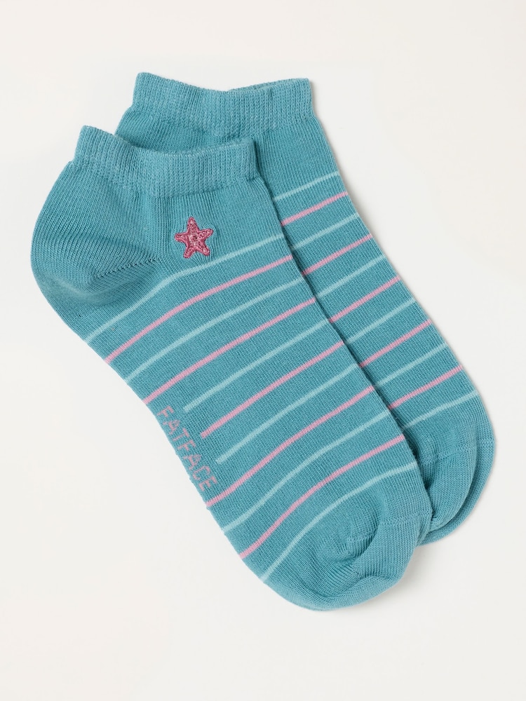 FatFace Green Haze Embroidered Starfish Trainer Socks - Image 1 of 2