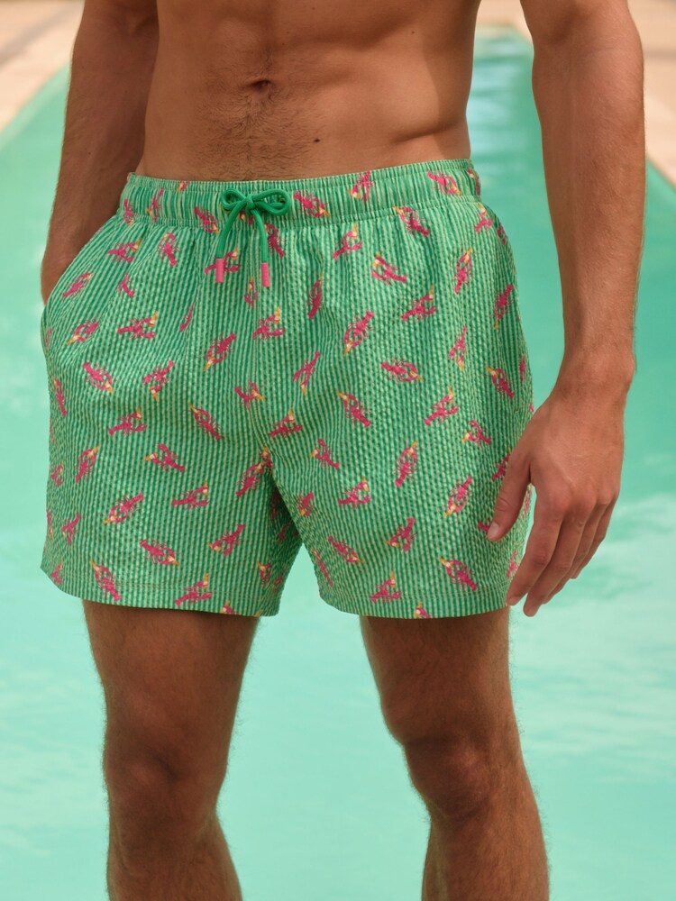 Green Lobster Seersucker 5 inch Swim Shorts - Image 1 of 7