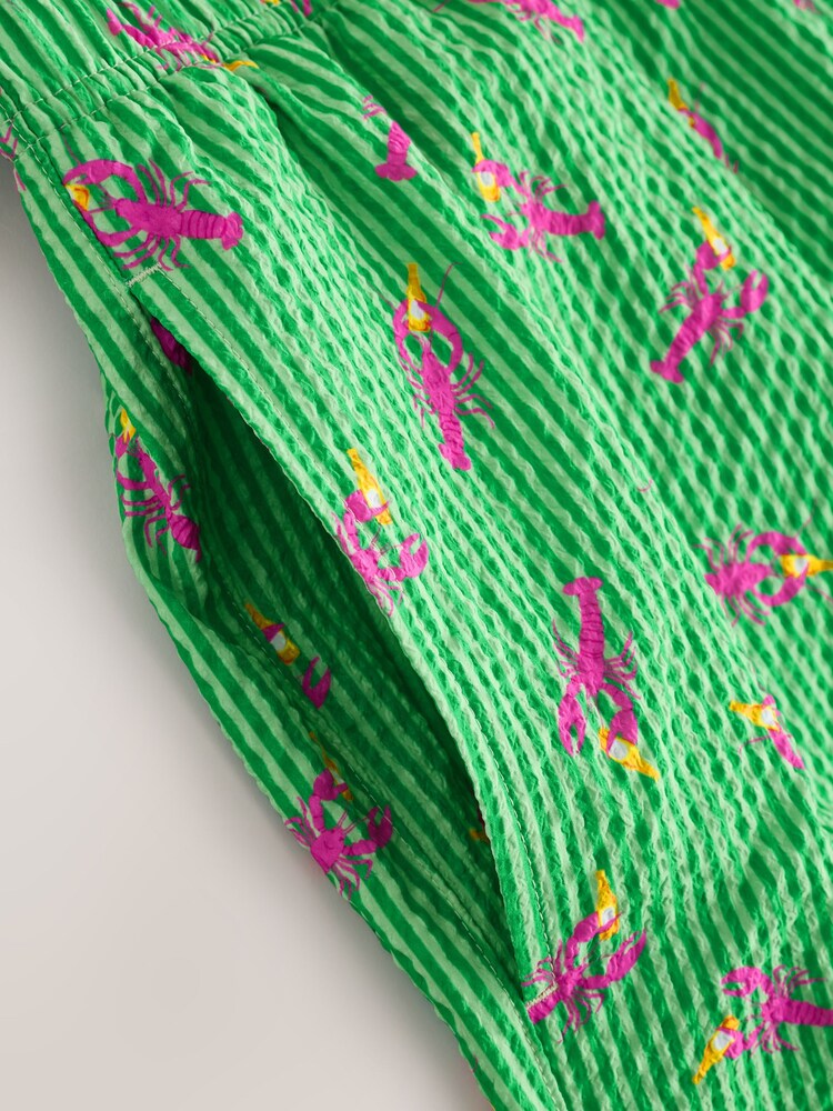 Green Lobster Seersucker 5 inch Swim Shorts - Image 7 of 7