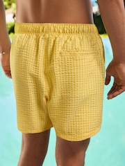 Yellow Stripe Seersucker 5 Inch Swim Shorts - Image 3 of 5