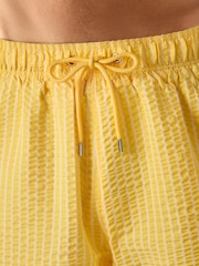 Yellow Stripe Seersucker 5 Inch Swim Shorts - Image 4 of 5
