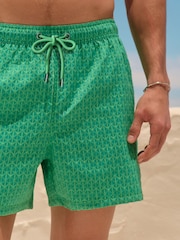 Bright Green Textured 5 Inch Swim Shorts - Image 1 of 9