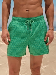 Bright Green Textured 5 Inch Swim Shorts - Image 4 of 9