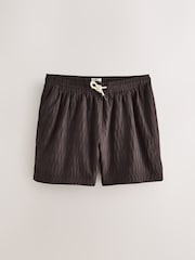 Chocolate Brown Textured 5 Inch Swim Shorts - Image 1 of 4