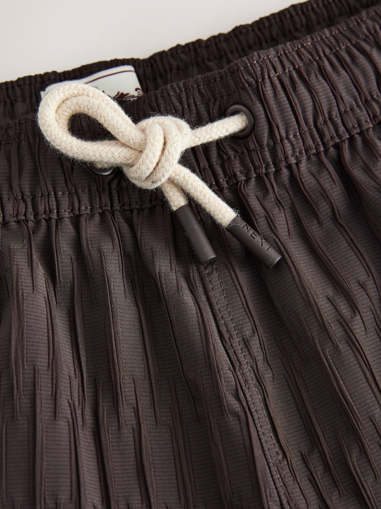 Chocolate Brown Textured 5 Inch Swim Shorts - Image 2 of 4