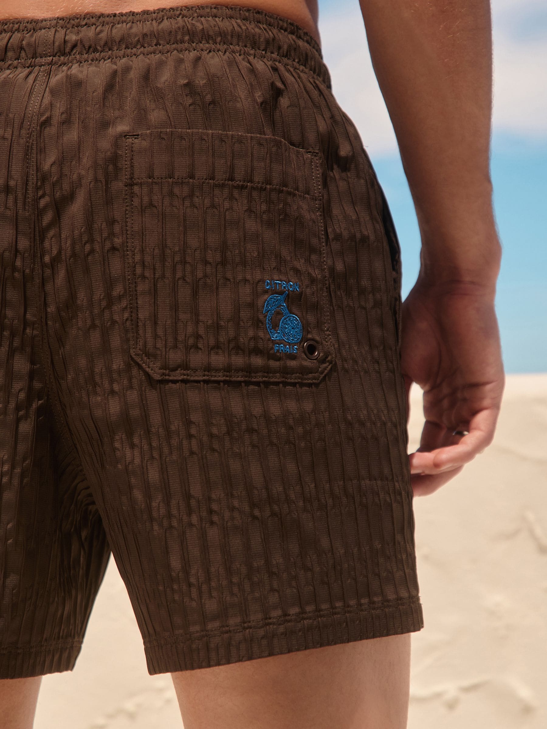 Buy Chocolate Brown Textured 5 Inch Swim Shorts from Next USA