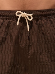 Chocolate Brown Textured 5 Inch Swim Shorts - Image 7 of 11