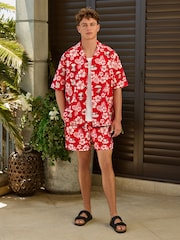 Czerwony - Snoopy Floral Print 5 Inch Swim Shorts - Obraz 3 z 3