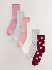 Pink/Grey Spots Ankle Socks 7 Pack - Image 1 of 10
