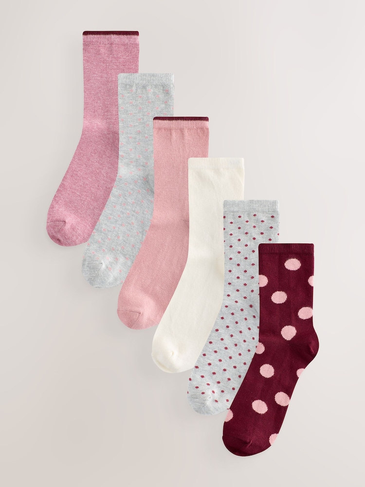 Pink/Grey Spots Ankle Socks 7 Pack - Image 1 of 10 Pink/Grey Spots Ankle Socks 7 Pack - Image 1 of 10