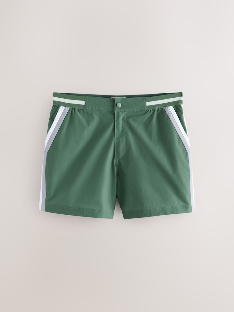 Sage Green Colour Block Swim Shorts 4" - Image 1 of 4 Sage Green Colour Block Swim Shorts 4" - Image 1 of 4