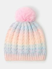 Angels By Accessorize Pink Girls Ombré Bobble Beanie Hat - Image 1 of 1
