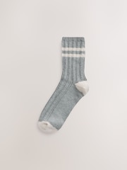 Neutral/Grey Stripe Warm Handle Ankle Socks 3 Pack - Image 4 of 6