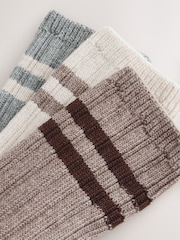 Neutral/Grey Stripe Warm Handle Ankle Socks 3 Pack - Image 5 of 6