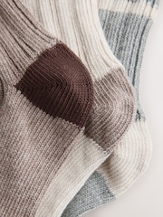 Neutral/Grey Stripe Warm Handle Ankle Socks 3 Pack - Image 6 of 6