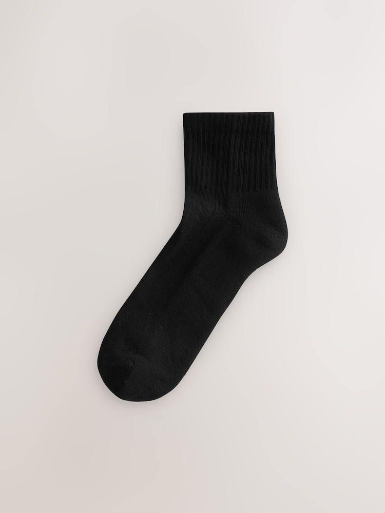 Black Cushion Sole Ribbed Sport Cropped Ankle Socks 3 Pack With Arch Support - Image 4 of 4