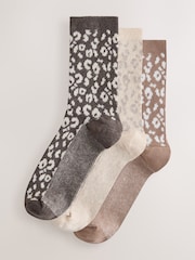 Neutral Animal Warm Handle Ankle Socks 3 Pack - Image 1 of 6