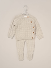 Rock-A-Bye Baby Boutique Baby Grey Knit Cardigan and Footed Leggings Set - Image 2 of 5