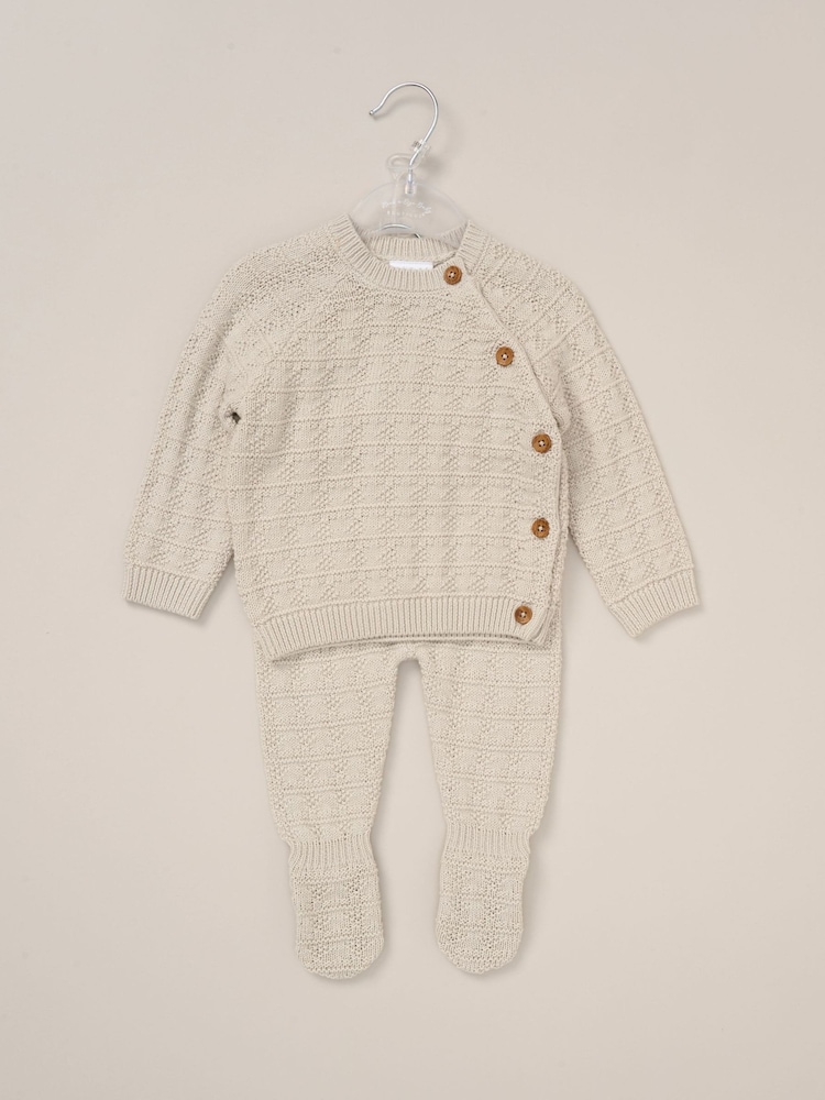 Rock-A-Bye Baby Boutique Baby Grey Knit Cardigan and Footed Leggings Set - Image 2 of 5 Rock-A-Bye Baby Boutique Baby Grey Knit Cardigan and Footed Leggings Set - Image 2 of 5