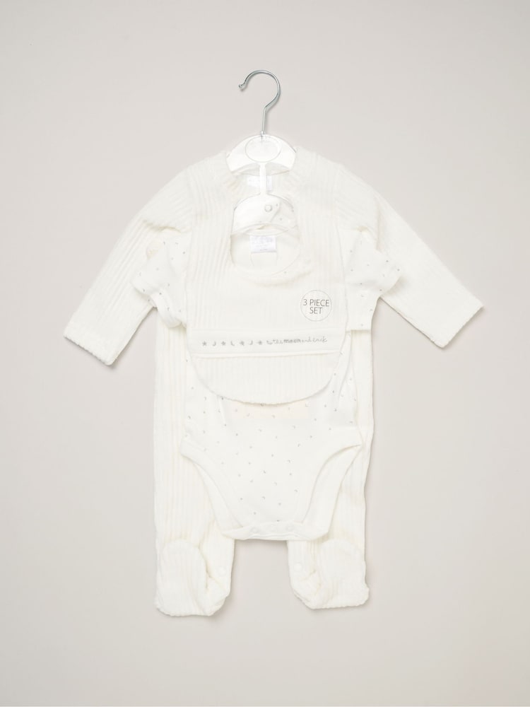 Rock-A-Bye Baby Boutique Baby Velour Sleepsuits Bodysuits and Bibs Gift Set 3 Piece - Image 2 of 6 Rock-A-Bye Baby Boutique Baby Velour Sleepsuits Bodysuits and Bibs Gift Set 3 Piece - Image 2 of 6