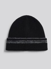 U.S. Polo Assn Black Stripe Tipping Rib Knit Beanie - Image 2 of 3
