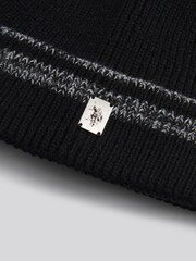 U.S. Polo Assn Black Stripe Tipping Rib Knit Beanie - Image 3 of 3