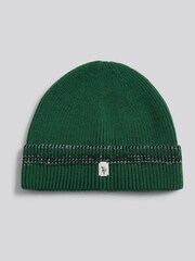 U.S. Polo Assn Green Stripe Tipping Rib Knit Beanie - Image 1 of 3
