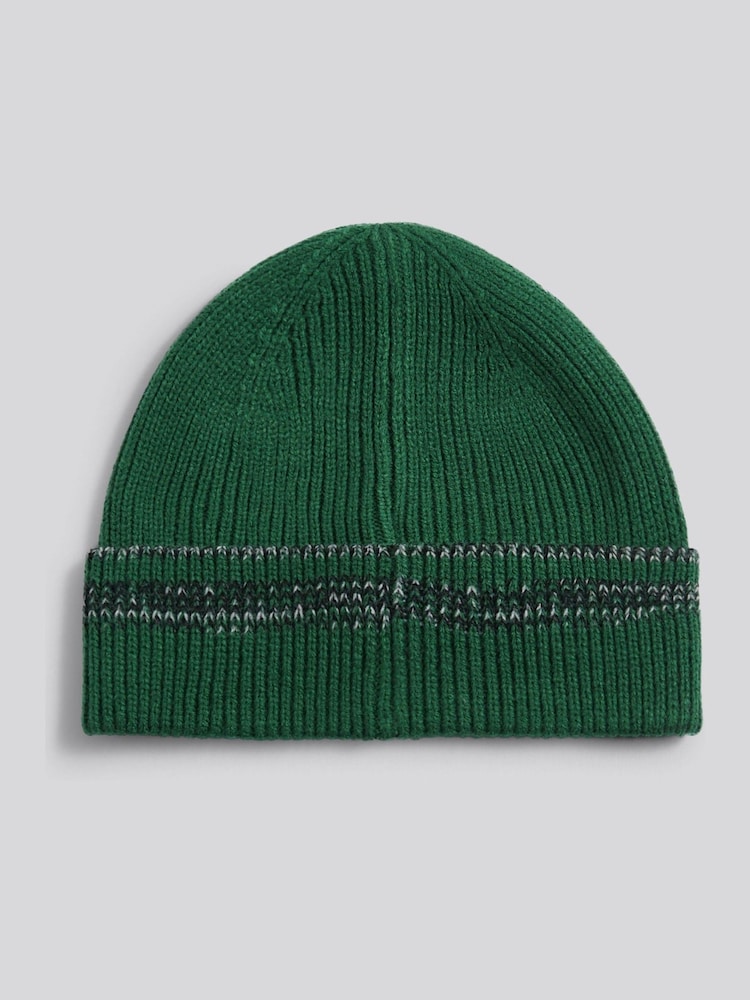 U.S. Polo Assn Green Stripe Tipping Rib Knit Beanie - Image 2 of 3