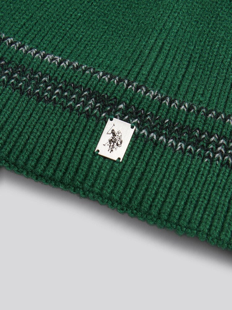 U.S. Polo Assn Green Stripe Tipping Rib Knit Beanie - Image 3 of 3