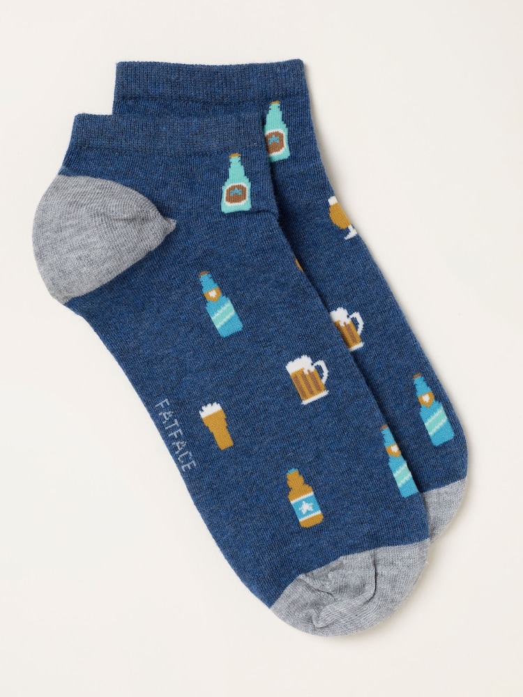 FatFace Navy Beer Trainer Socks - Image 1 of 2