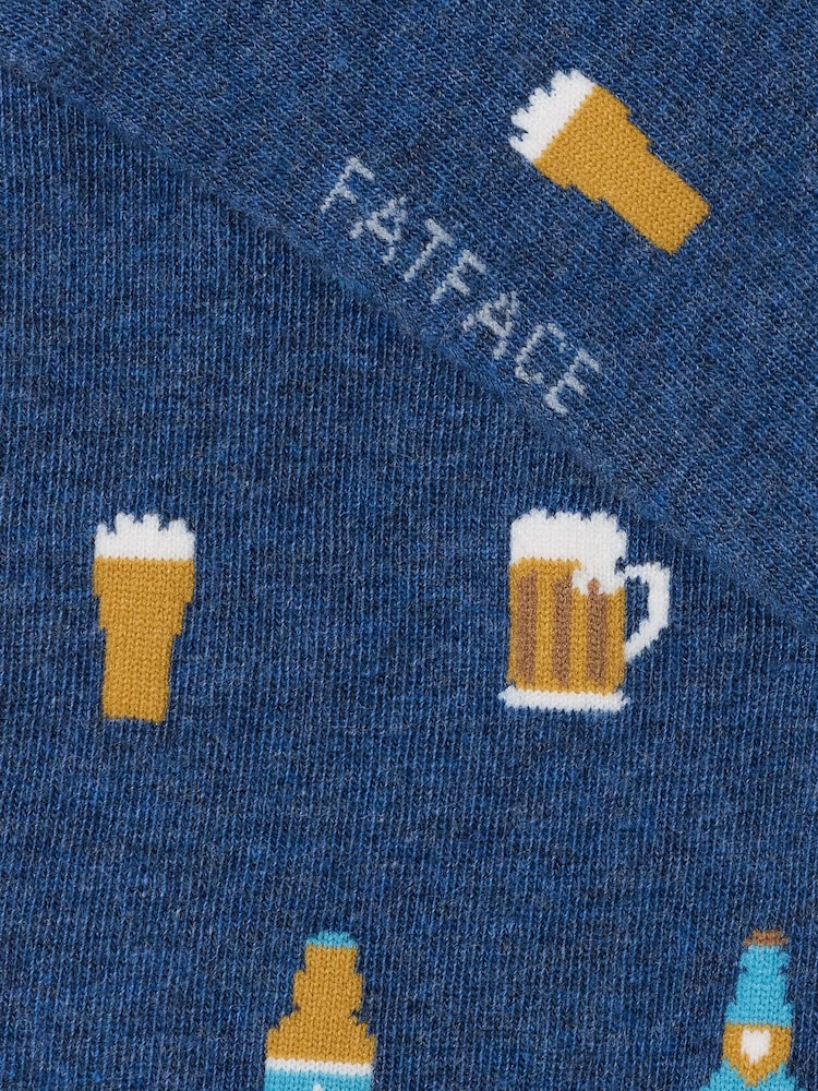 FatFace Navy Beer Trainer Socks - Image 2 of 2