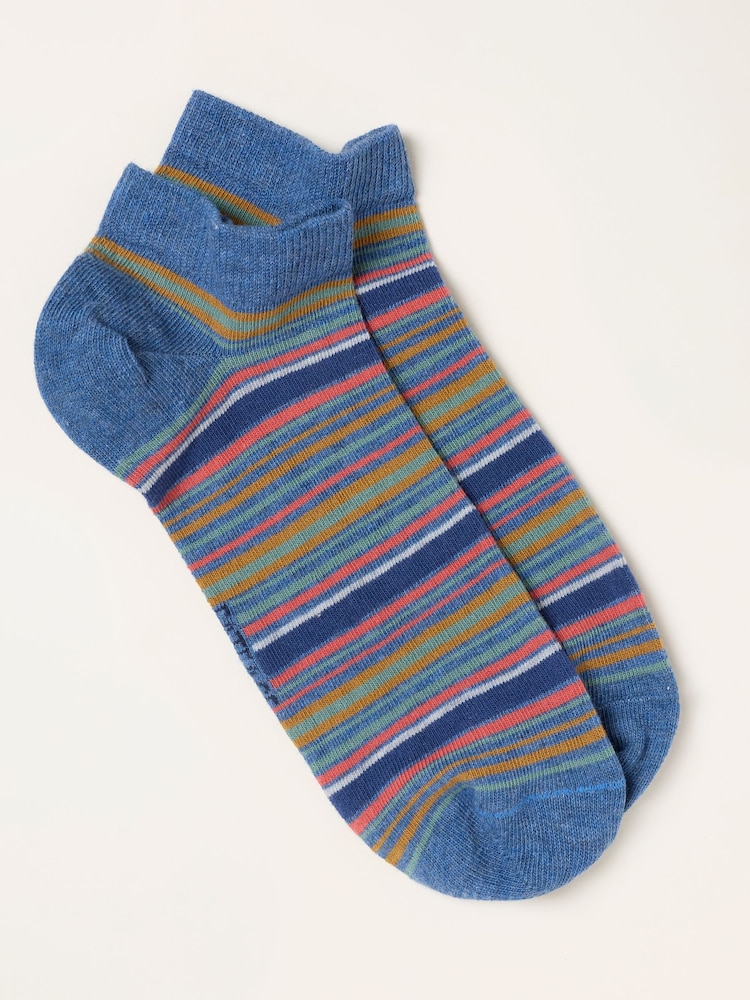FatFace Blue Striped Trainer Socks - Image 1 of 2